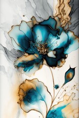 abstract floral alcohol ink background design, made with generative ai