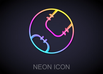 Fototapeta premium Glowing neon line Baseball ball icon isolated on black background. Vector
