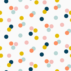 Colorful abstract confetti dots seamless pattern background.