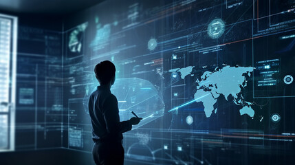 Business analyst smart financial business investment strategy Digital economy analysis technology concept. Generative AI.