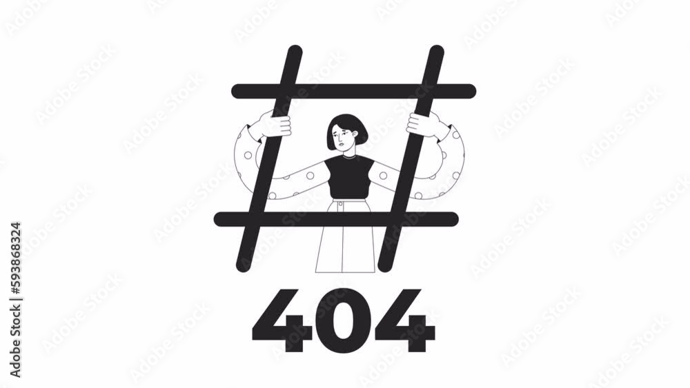 Poster hashtag 404 error bw animation. social media usage. empty state 4k video concept footage with alpha 
