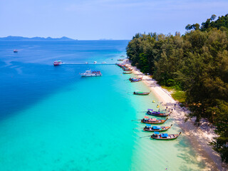 drone view at the beach of Koh Kradan island in Thailand