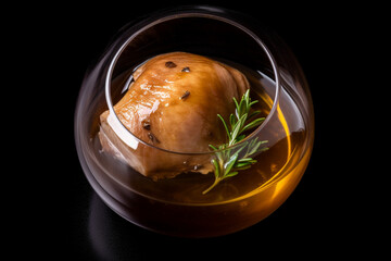 foie gras in glass bowl