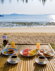 breakfastat the beach of Koh Kradan island in Thailand