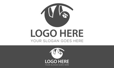 Grey Color Simple Lazy Animal Sloth Logo Design