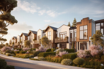 Obraz premium Houses in the city. Generative AI.