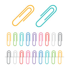 Collection de trombones - Fournitures de bureau et matériel scolaire - Set de vecteurs colorés.