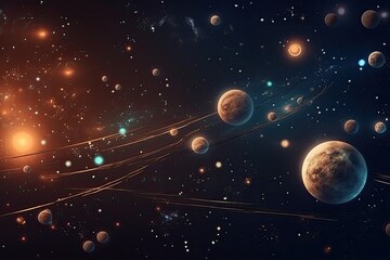 Planet in space with stars. Generative AI.