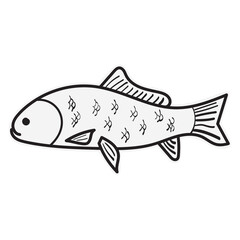 Fish Drawing Coloring Images Vector Template Sticker Transparent Background