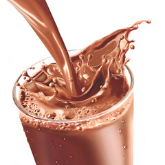 Splash chocolate in the glass, chocolate liquid splash, pouring chocolate in the glass, transparent background. Pro PNG transparent background