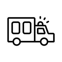 Prison Bus outline icon for attorney, prison, jail, legal, transportation, law, arrest, police, car, and prisoner transport vehicle logo