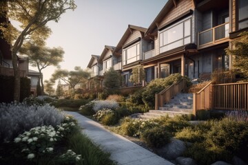 Houses in the city. Generative AI。