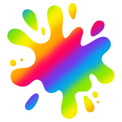 Rainbow Watercolor Splash Paint Stain Background Circle, Bright Color Water Splash