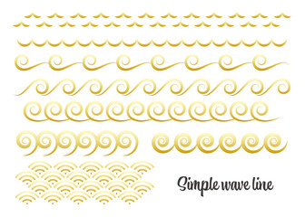 シンプルな波模様のイラスト素材 ベクター 夏 波 海 装飾 ゴールド