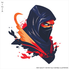 Ninja mascot logo vector template, Creative Ninja emblem design concepts. Fully editable Vector illustration. © serdjo13