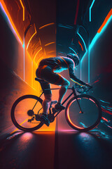 Fototapeta na wymiar Credible_cycling_epic_full_artistic_colorful_cinematic