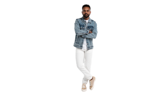 Handsome young african american guy posing in studio - transparent background.