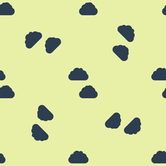 Blue Cloud icon isolated seamless pattern on yellow background. Vector