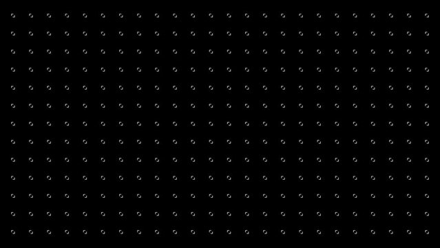 シンプルなカギカッコが回転するパターンの背景向けアニメーション素材　ループ（4秒サイクル）　白／黒背景　アルファ