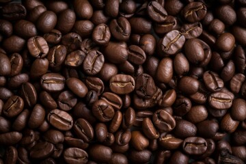 Coffee beans dark background. Generate Ai