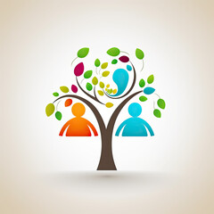 abstract tree with leaves, family, logo