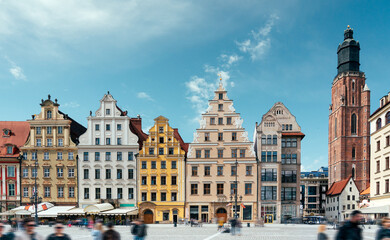 Old tenement houses in the center of Wrocław