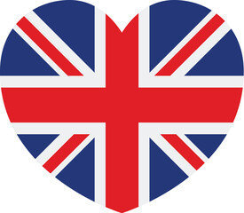 A British UK Union Jack flag in the shape of a heart design concept illustration