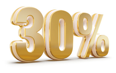 3d Number 30 Percent Gold