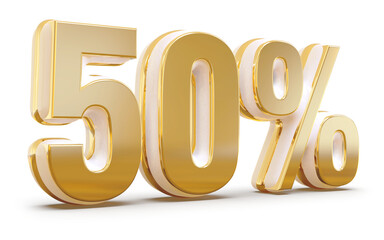 3d Number 50 Percent Gold