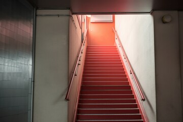 Red emergency staircase. Generate Ai