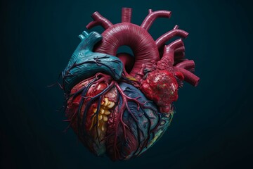 Blue red heart. Generate Ai