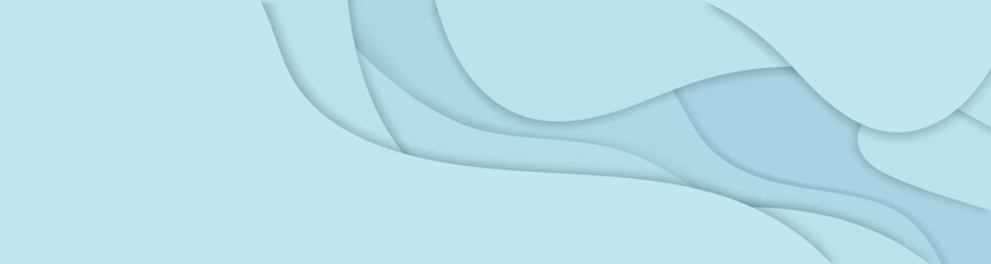 Layered cutout style background, blue vector illustration