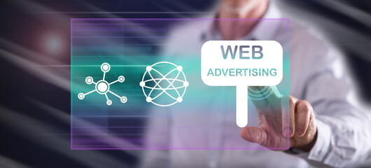Man touching a web advertising concept