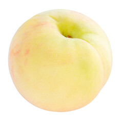 Yellow and Pink Peach fruit with leaf isolated on white background, Fresh White Peach on White PNG File.