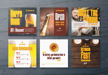 Happy Hour Social Media Marketing Layouts