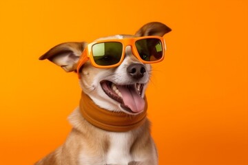 Obraz na płótnie Canvas sunglasses dog animal background isolated funny cute young smile portrait pet. Generative AI.