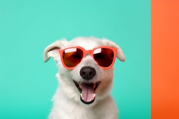 dog smile background portrait cute animal isolated sunglasses pet small funny. Generative AI.
