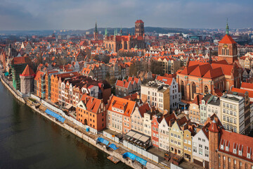Fototapeta na wymiar The Main Town of Gdansk at sunny spring, Poland