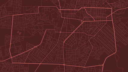 Background Asmara map, Eritrea, red city poster. Vector Asmera map with roads and water. Widescreen proportion, flat design roadmap.