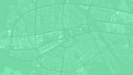 Green Gaborone city area, Botswana, vector background map, roads and water illustration. Widescreen proportion, digital flat design.