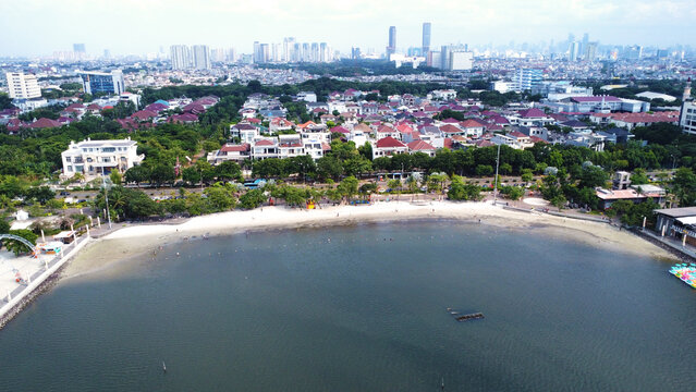 Aerial view of Beach Pool at Ancol, North Jakarta, Indonesia