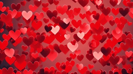 red hearts rain background generative ai