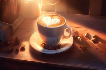 Heart shaped coffee. Generate Ai