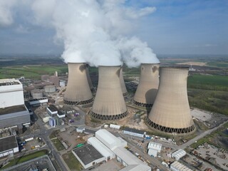 Drax biomass and coal fuelled power station, modern green power electricity production station,...