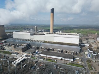 Drax biomass and coal fuelled power station, modern green power electricity production station,...