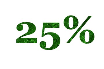 25% percentage rate icon on a white background