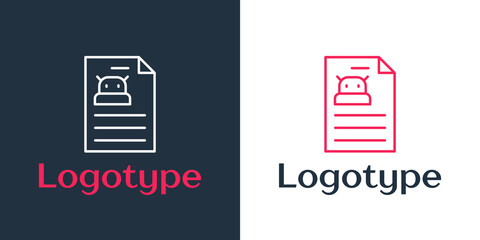 Logotype line Technical specification icon isolated on white background. Technical support check list, team work solution, project management, software upgrade. Logo design template element. Vector