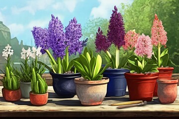 Nature hyacinth pot. Generate Ai