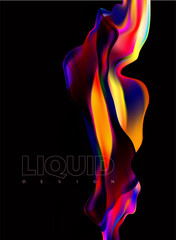 Obraz premium Colorful fluid 3D shapes. Abstract liquid gradient elements on black background.