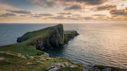 Fototapeta na wymiar Neist Point lighthouse, Isle of Skye Scottish highlands, Scotland